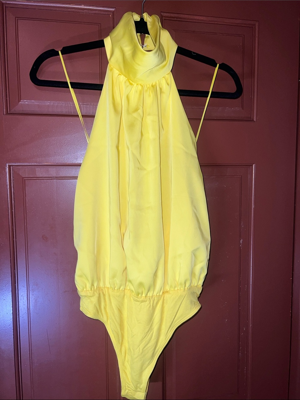 Peace & Love Yellow Satin Halter Neck Bodysuit